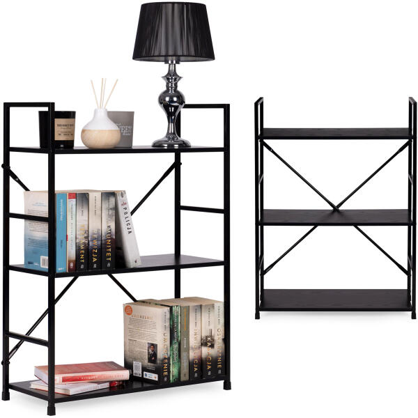Trehyller trehylle metallramme bred LOFT ModernHome Svart - Bilde 8