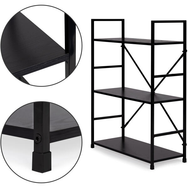 Trehyller trehylle metallramme bred LOFT ModernHome Svart - Bilde 9