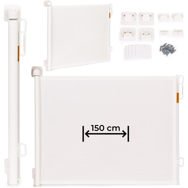 Grindgjerde rullegardin 180 cm sikkerhetsbarriere for trapper og dører ECOTOYS Beige