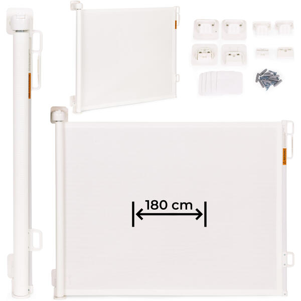 Grindgjerde rullegardin 180 cm sikkerhetsbarriere for trapper og dører ECOTOYS Beige