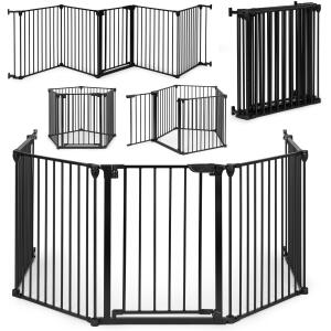 Lekegrind sikkerhetsbarriere for barn og dyr 5 paneler 60 cm metall ECOTOYS Svart