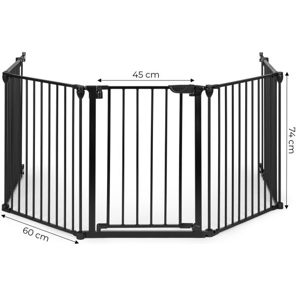 Lekegrind sikkerhetsbarriere for barn og dyr 5 paneler 60 cm metall ECOTOYS Svart - Bilde 10