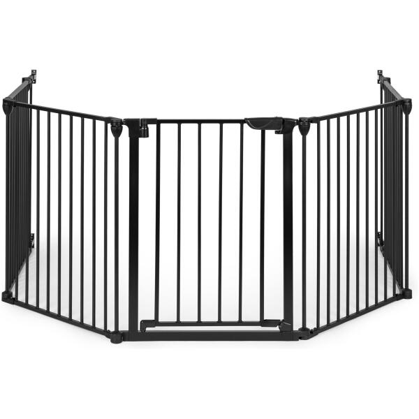 Lekegrind sikkerhetsbarriere for barn og dyr 5 paneler 60 cm metall ECOTOYS Svart - Bilde 2