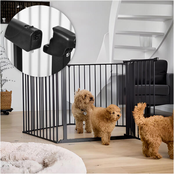 Lekegrind sikkerhetsbarriere for barn og dyr 5 paneler 60 cm metall ECOTOYS Svart - Bilde 6