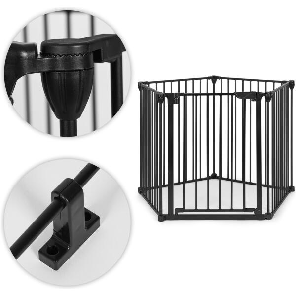 Lekegrind sikkerhetsbarriere for barn og dyr 5 paneler 60 cm metall ECOTOYS Svart - Bilde 7