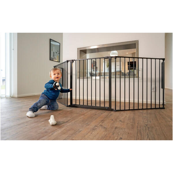 Lekegrind sikkerhetsbarriere for barn og dyr 5 paneler 60 cm metall ECOTOYS Svart - Bilde 9