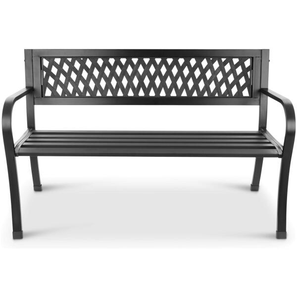 Hagebenk med rygg park terrasse balkong metallkonstruksjon Hvit - Bilde 2