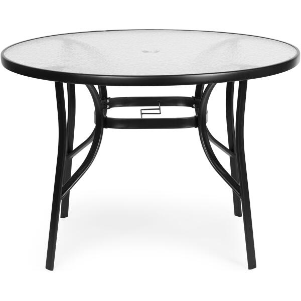 Rundt hagebord 100 cm 105 cm til terrasse hage balkong herdet glass hull til parasoll MultiGarden - Bilde 2