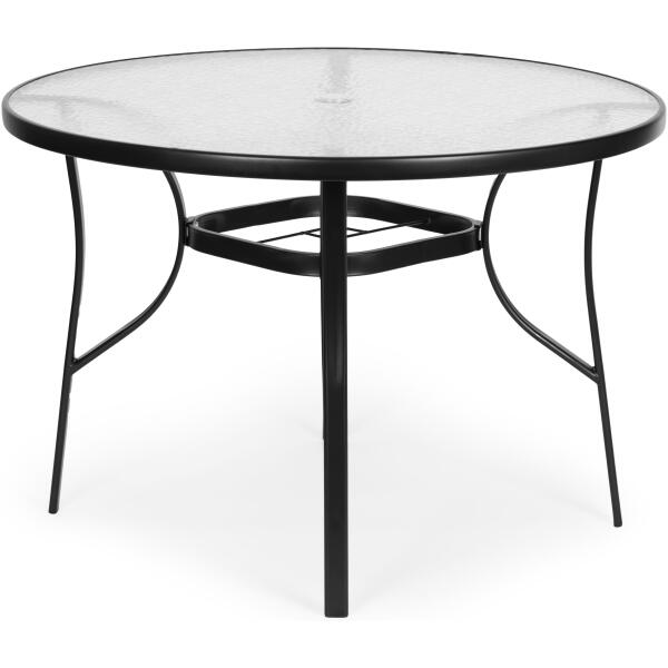 Rundt hagebord 100 cm 105 cm til terrasse hage balkong herdet glass hull til parasoll MultiGarden - Bilde 3