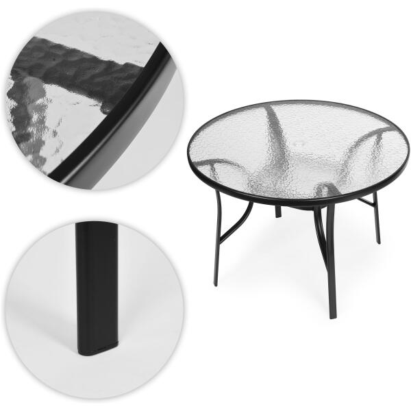 Rundt hagebord 100 cm 105 cm til terrasse hage balkong herdet glass hull til parasoll MultiGarden - Bilde 7