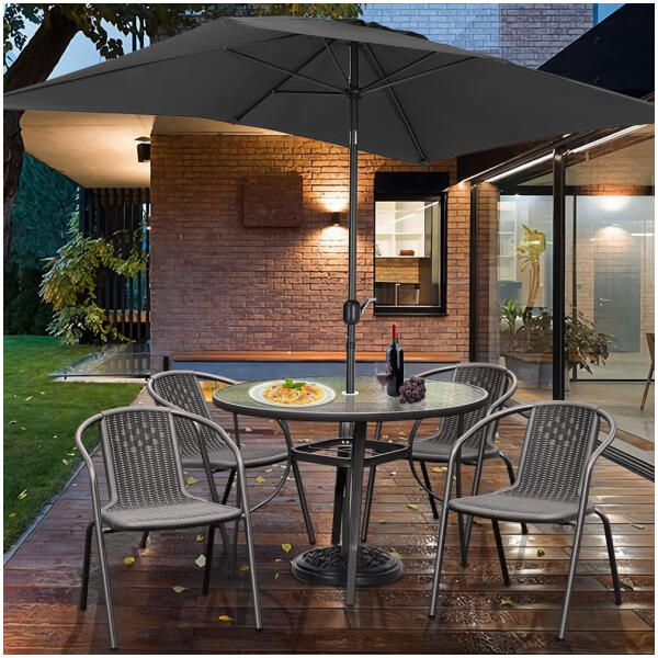 Rundt hagebord 100 cm 105 cm til terrasse hage balkong herdet glass hull til parasoll MultiGarden - Bilde 9