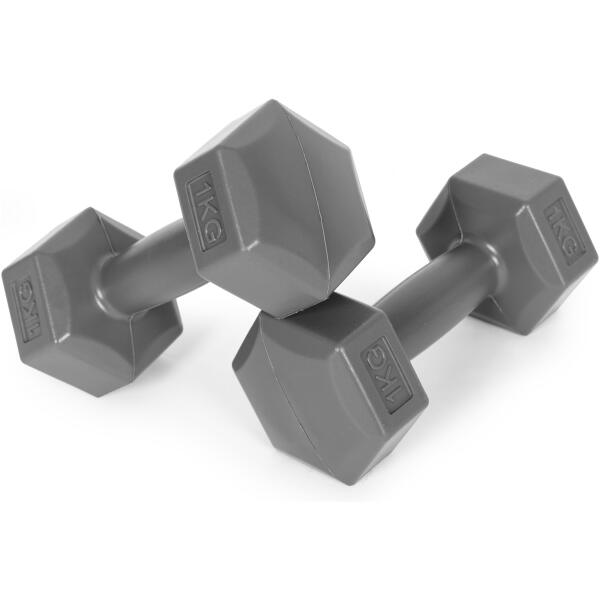 Hantler sekskantet sett 2x1 kg treningsvekter fitnessvekter ModernHome Grå - Bilde 4