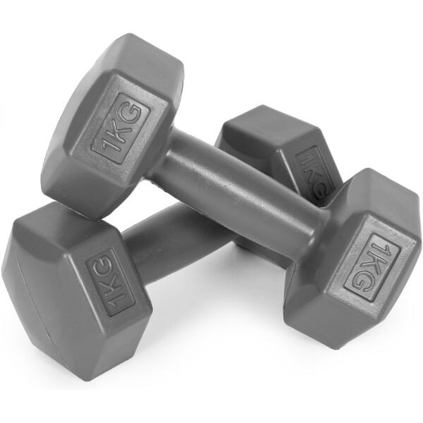 Hantler sekskantet sett 2x1 kg treningsvekter fitnessvekter ModernHome Grå - Bilde 5