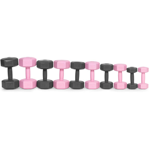 Hantler sekskantet sett 2x5 kg treningsvekter fitnessvekter ModernHome Grå - Bilde 9