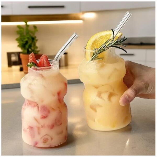 Sett med 4 sugerør til drikke med børste tykke BUBBLE TEA 14mm AB02 Grønn - Bilde 3