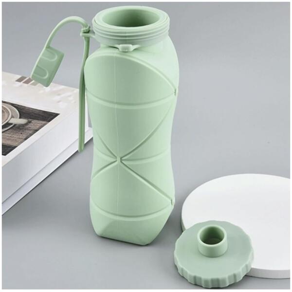 Liten sammenleggbar silikon vannflaske 600 ml BD11SZ Blå - Bilde 7