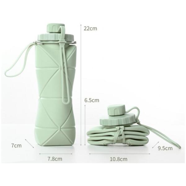 Liten sammenleggbar silikon vannflaske 600 ml BD11SZ Blå - Bilde 8