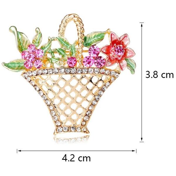Dekorativ brosje krystallkurv med blomster BZ137 - Bilde 4
