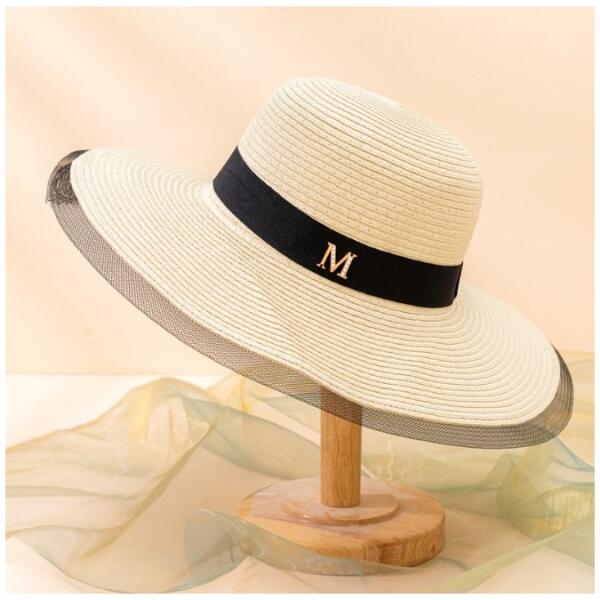 Stilig dame stråhatt strand sommer tiul CZ48 Beige - Bilde 2