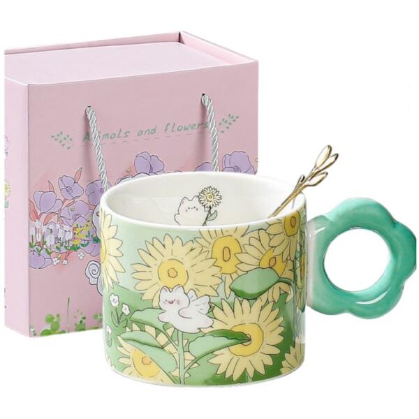 Blomstermugge med skje 280 ml Gaveeske Grønn - Bilde 2