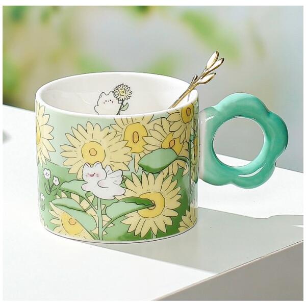 Blomstermugge med skje 280 ml Gaveeske Grønn - Bilde 3