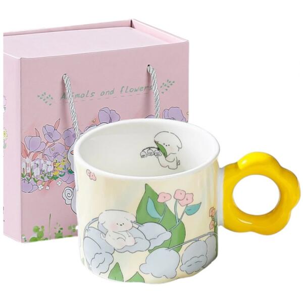 Blomsterkopp med skje 280 ml Gaveeske Gul - Bilde 2