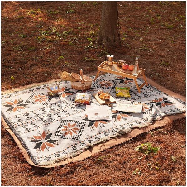 Pledd BOHO strikket tosidig med frynser 130x180 cm KOC15WZ1 Hvit - Bilde 4