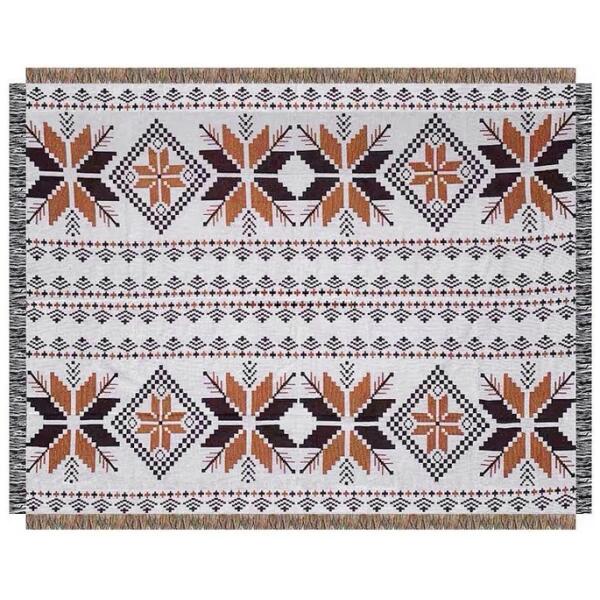 Pledd BOHO strikket tosidig med frynser 130x180 cm KOC15WZ1 Hvit - Bilde 3