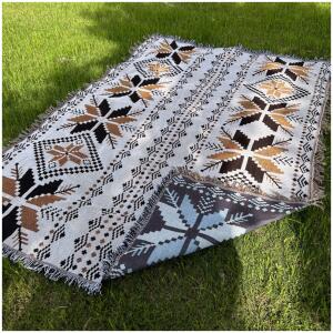 Pledd BOHO strikket tosidig med frynser 130x180 cm KOC15WZ1 Hvit