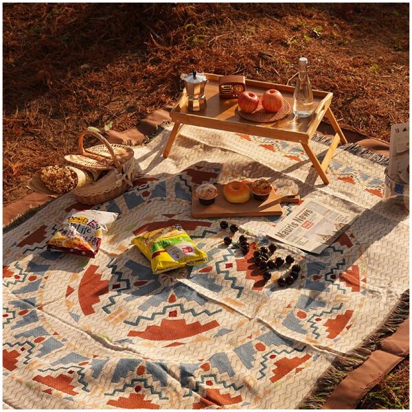 Pledd BOHO strikket tosidig med frynser 130x180 cm KOC15WZ3 Hvit - Bilde 4