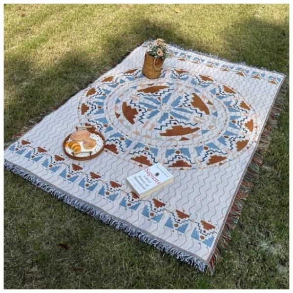 Pledd BOHO strikket tosidig med frynser 130x180 cm KOC15WZ3 Hvit - Bilde 2
