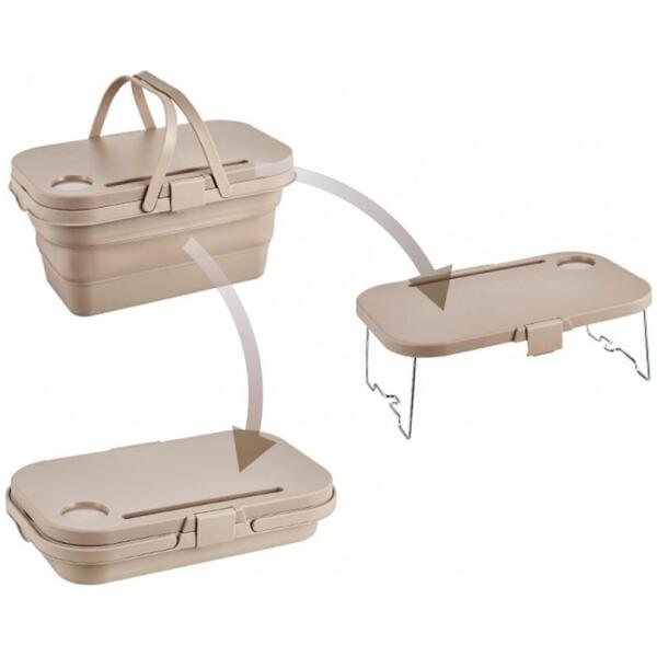 Sammenleggbar piknikkurv 3-i-1 bord beholder KP03K