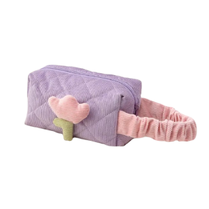 Sminkepung med tulipanmotiv quiltet avlang KS101WZ3 Fiolett