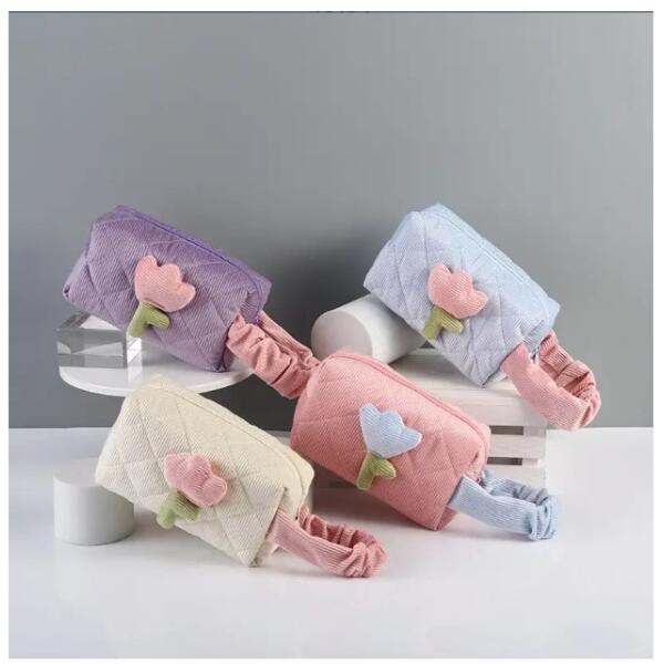 Sminkepung med tulipanmotiv quiltet avlang KS101WZ3 Fiolett - Bilde 5