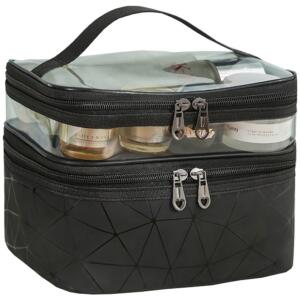 Kosmetikkveske sammenleggbar geometrisk 23x15,5x9 cm KS35WZ3 Svart