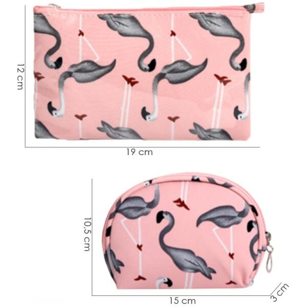 Sett med 3 toalettmapper flamingoer KS65WZ2 Svarte Rosa - Bilde 3
