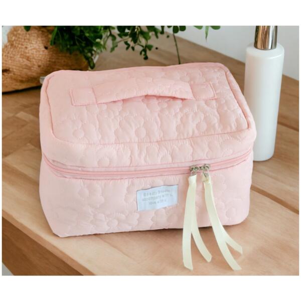 Quiltet sminkepung koffert KS98 Rosa - Bilde 3
