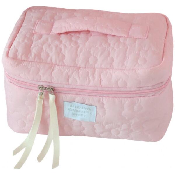 Quiltet sminkepung koffert KS98 Rosa