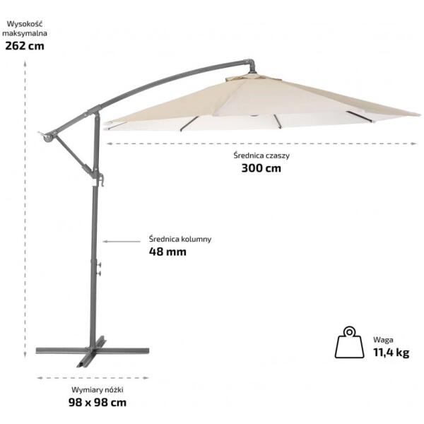 Hageparasol med arm OGP03 Hvit - Bilde 8