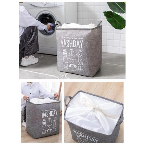 Leketøyskurv klessekk med snøring 50x40x50 cm OR52WZ6 Hvit - Bilde 8