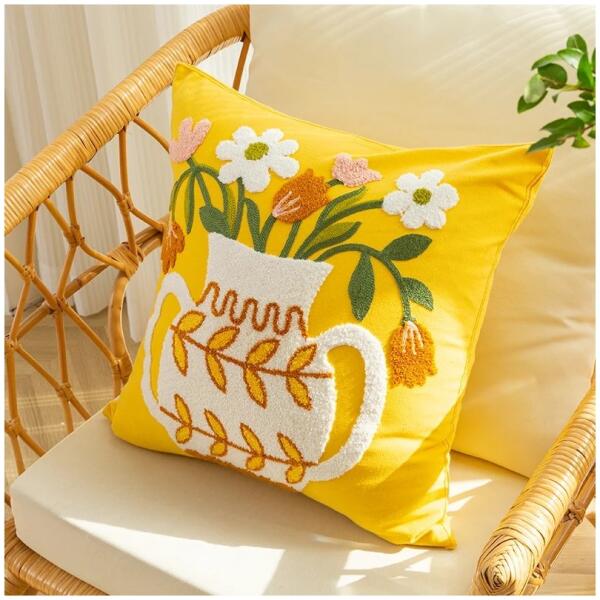 Putetrekk 45x45 cm kanne med blomster BUKETT POD146 - Bilde 3