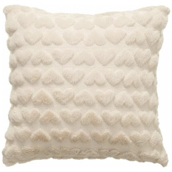Putetrekk 45 x 45 cm fluffy tekstur HJERTER Beige POD149 - Bilde 2