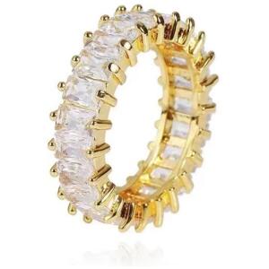 Forgylt ring zirkonia rustfritt stål belagt med gull PST579B Størrelse ringer US7 EU14