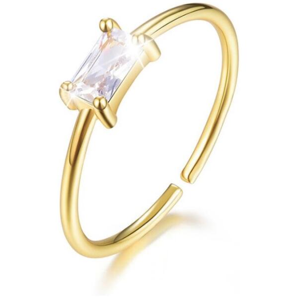 Ring kirurgisk stål belagt med gull med cubic zirconia PST892B Gull