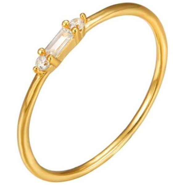 Ring rustfritt stål belagt med gull med cubic zirconia PST894B Størrelse US8 EU17 Gull