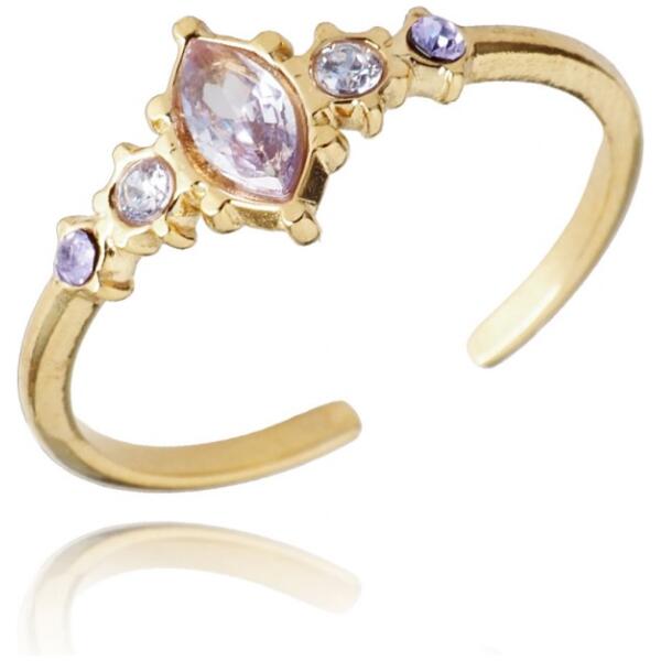 Ring stål edelt belagt med 14k gull med cubic zirconia PST917 Gull