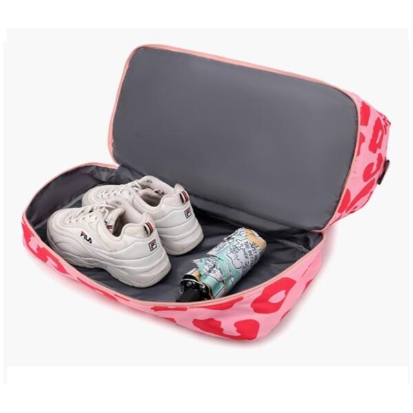 Reisebag med to rom leopardmønster 51x25x39cm T264 Rosa - Bilde 6