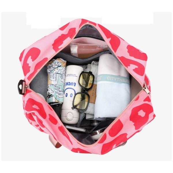 Reisebag med to rom leopardmønster 51x25x39cm T264 Rosa - Bilde 5