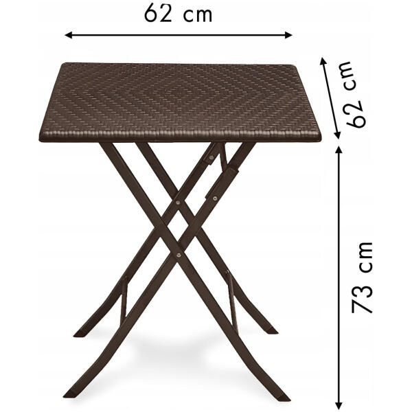 Sammenleggbart hagebord kaffebord rotting balkong 62 cm ModernHome - Bilde 6