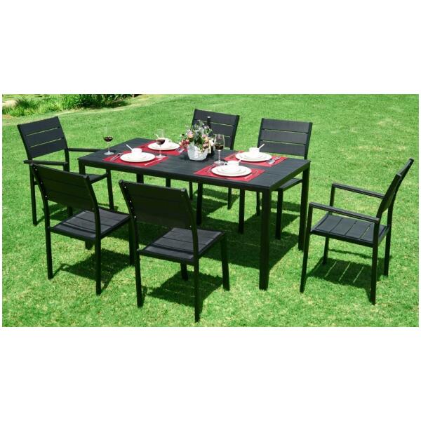Hagebord 6-personer 156x78 cm polywood møbler til terrasse Svart - Bilde 4